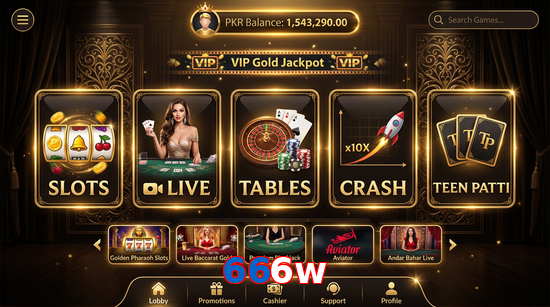 Main screen of 666W casino page for PK players