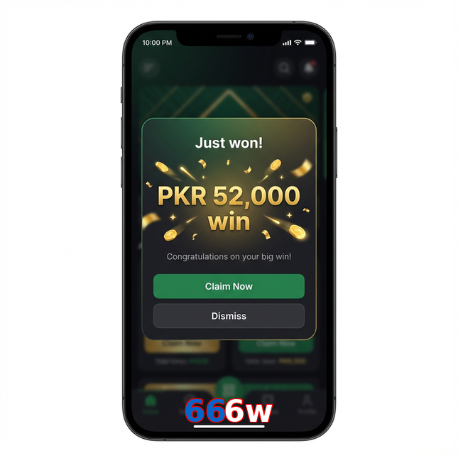 Main screen of 666W win page for PK players